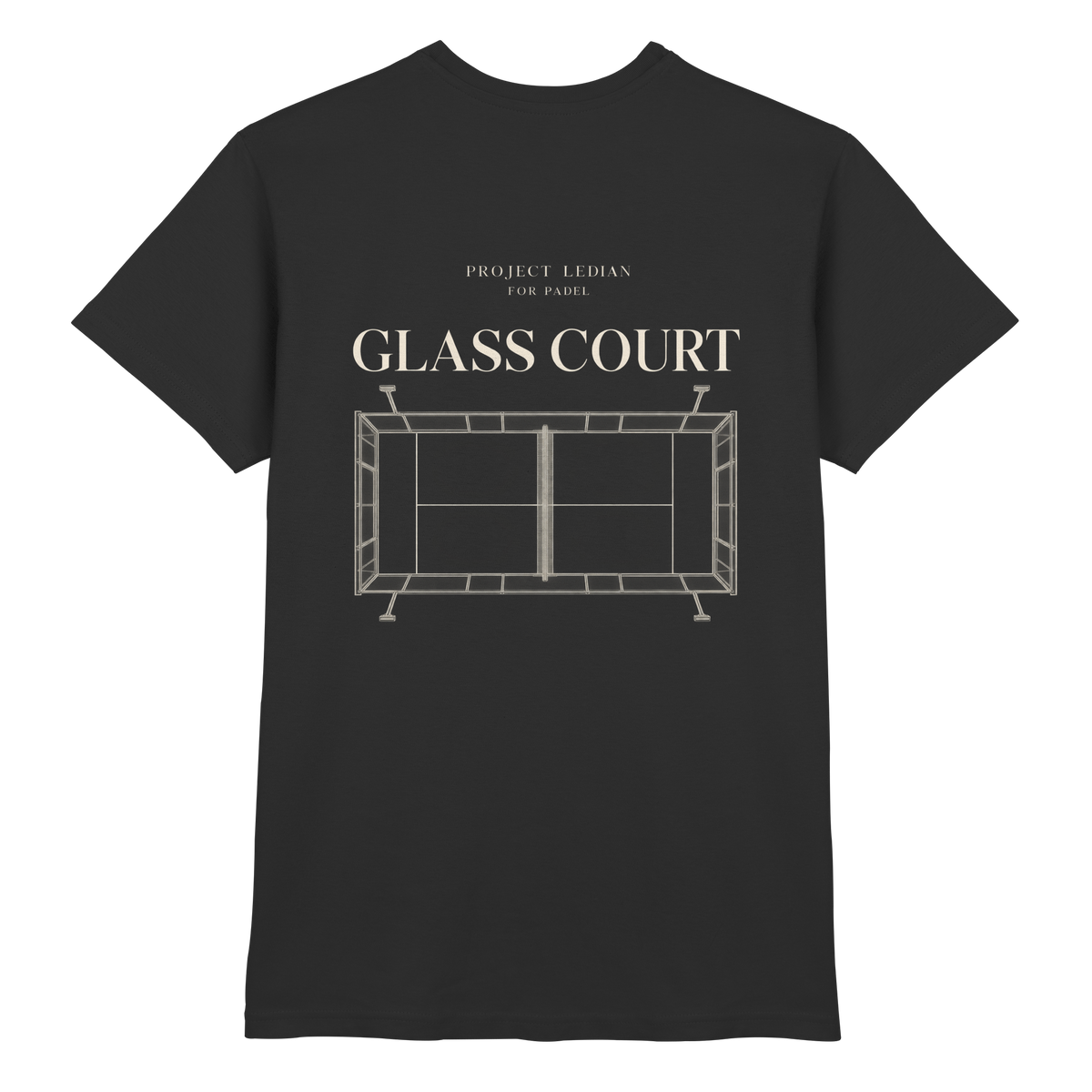 Glass Court Tee mit Padel-Court-Backprint